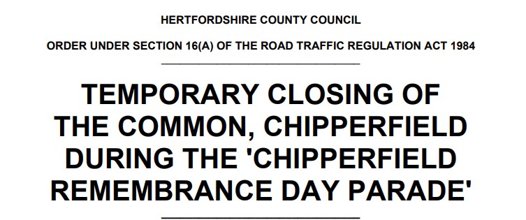 Photo of Road Closure Remembrance Sunday 9th November 2025